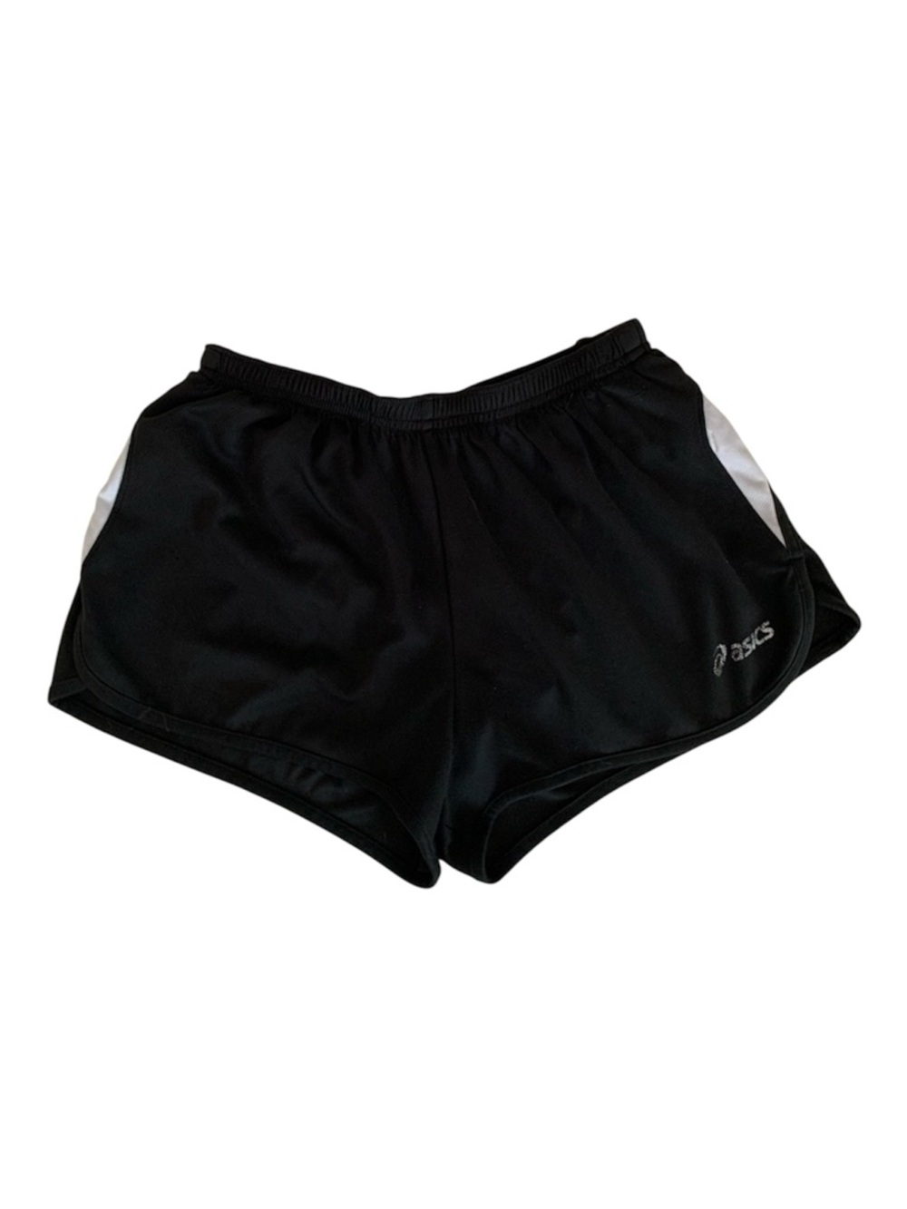 Asics Shorts Women’s Size S Black White Logo Internal Audio Pocket Running